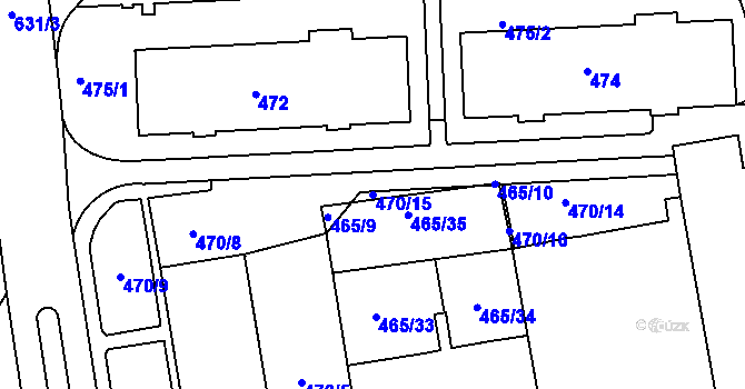 Parcela st. 470/15 v KÚ Tuhnice, Katastrální mapa
