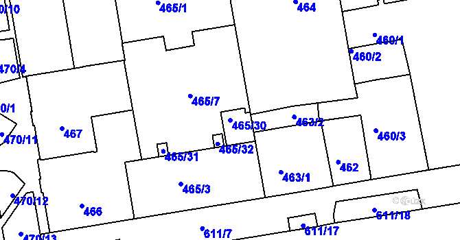 Parcela st. 465/30 v KÚ Tuhnice, Katastrální mapa