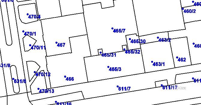 Parcela st. 465/31 v KÚ Tuhnice, Katastrální mapa