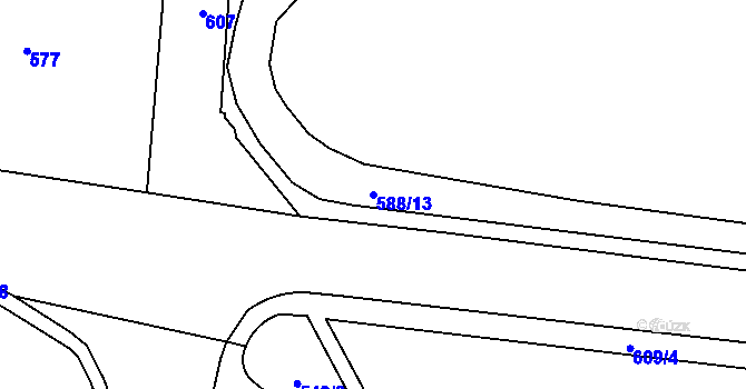 Parcela st. 588/13 v KÚ Tuhnice, Katastrální mapa