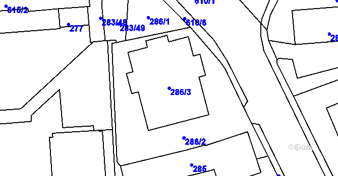 Parcela st. 286/3 v KÚ Tuhnice, Katastrální mapa