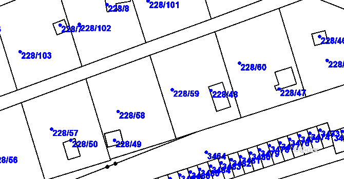 Parcela st. 228/59 v KÚ Tuhnice, Katastrální mapa