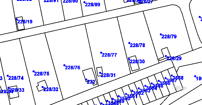 Parcela st. 228/77 v KÚ Tuhnice, Katastrální mapa