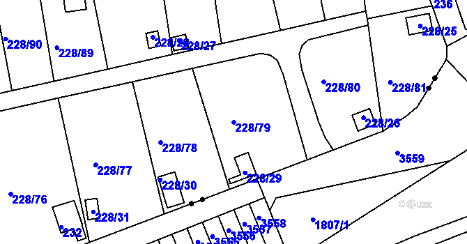 Parcela st. 228/79 v KÚ Tuhnice, Katastrální mapa