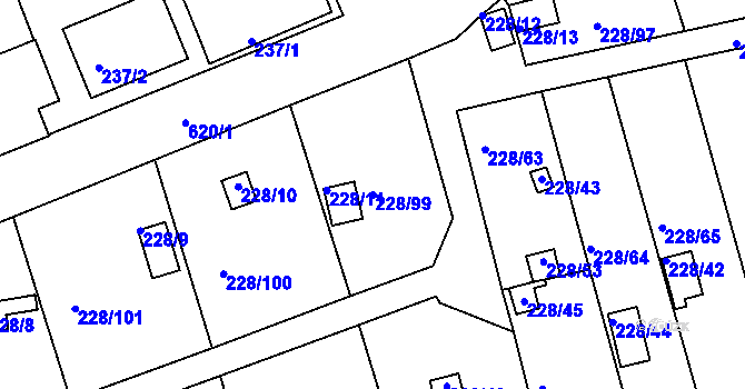 Parcela st. 228/99 v KÚ Tuhnice, Katastrální mapa