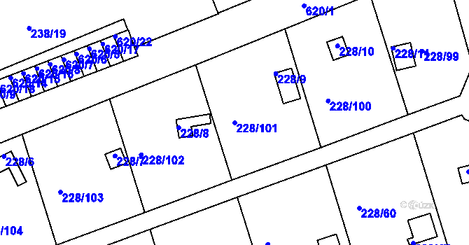 Parcela st. 228/101 v KÚ Tuhnice, Katastrální mapa