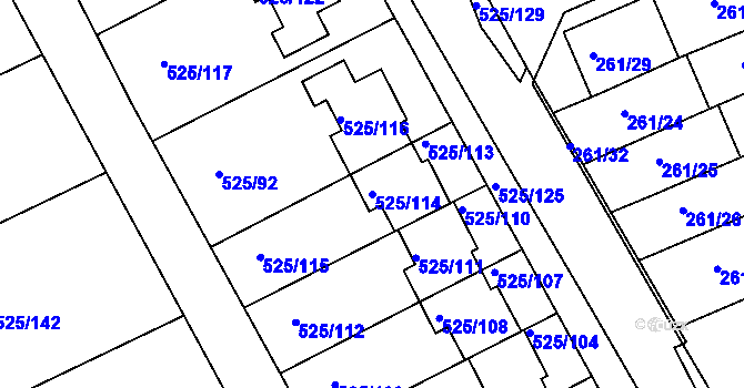Parcela st. 525/114 v KÚ Dvory, Katastrální mapa