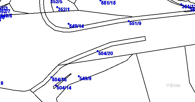Parcela st. 504/20 v KÚ Dvory, Katastrální mapa