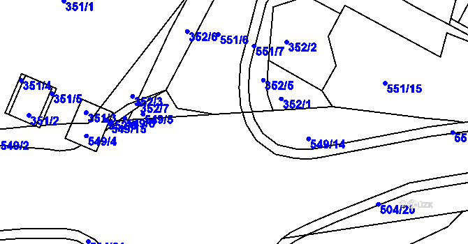 Parcela st. 551/8 v KÚ Dvory, Katastrální mapa