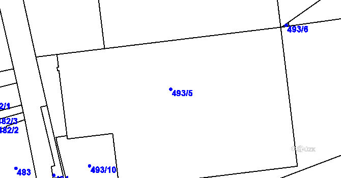 Parcela st. 493/5 v KÚ Dvory, Katastrální mapa