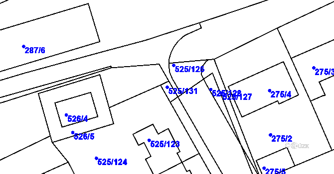 Parcela st. 525/131 v KÚ Dvory, Katastrální mapa
