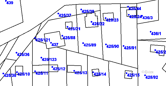 Parcela st. 425/89 v KÚ Dvory, Katastrální mapa