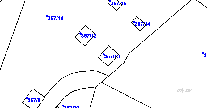 Parcela st. 357/13 v KÚ Dvory, Katastrální mapa