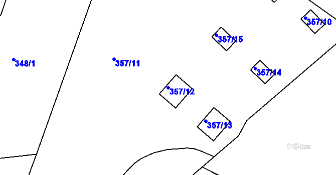 Parcela st. 357/12 v KÚ Dvory, Katastrální mapa