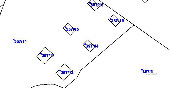 Parcela st. 357/14 v KÚ Dvory, Katastrální mapa