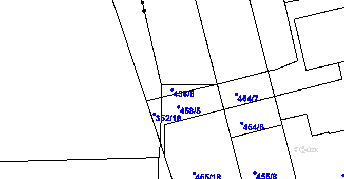 Parcela st. 458/8 v KÚ Dvory, Katastrální mapa