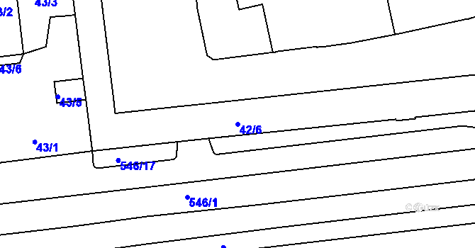 Parcela st. 42/6 v KÚ Dvory, Katastrální mapa
