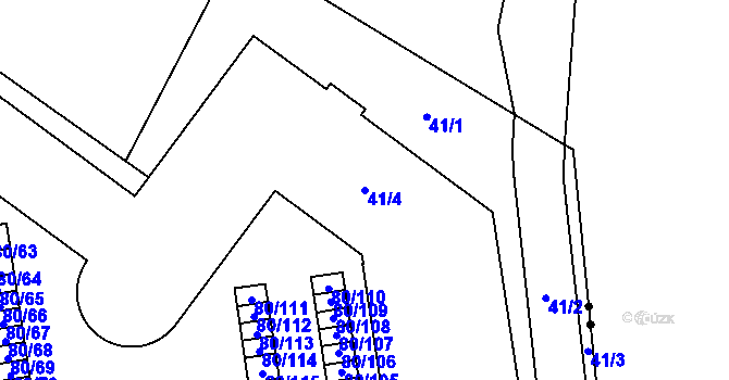 Parcela st. 41/4 v KÚ Dvory, Katastrální mapa
