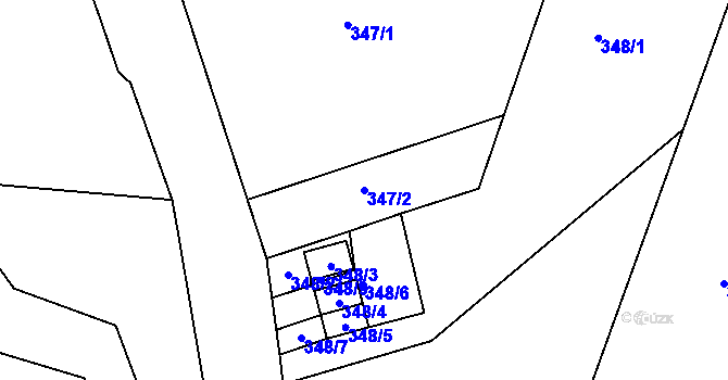 Parcela st. 347/2 v KÚ Dvory, Katastrální mapa