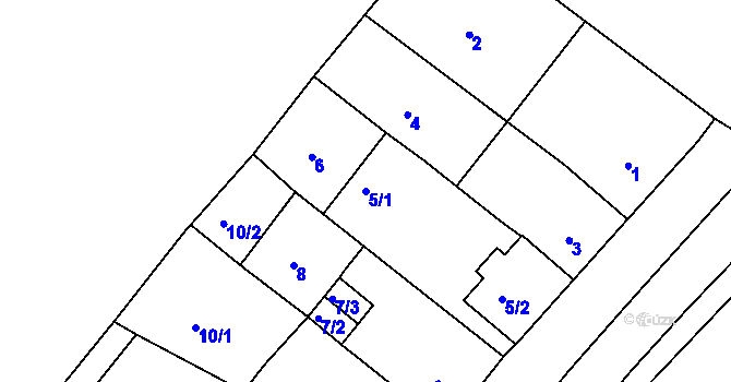 Parcela st. 5/1 v KÚ Dvory, Katastrální mapa