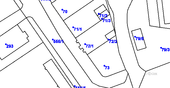 Parcela st. 72/1 v KÚ Dvory, Katastrální mapa