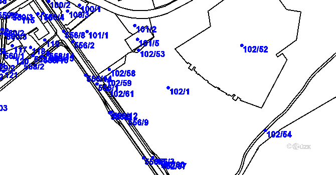 Parcela st. 102/1 v KÚ Dvory, Katastrální mapa