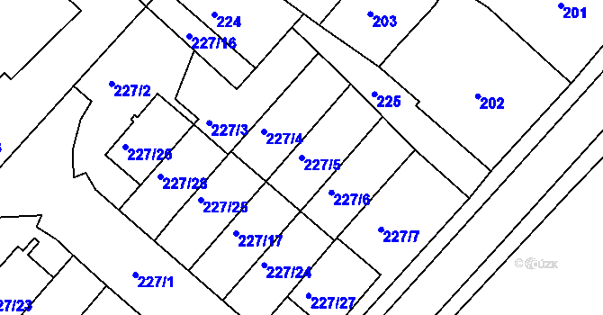 Parcela st. 227/5 v KÚ Dvory, Katastrální mapa