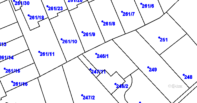Parcela st. 246 v KÚ Dvory, Katastrální mapa