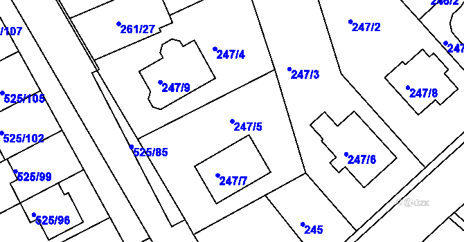 Parcela st. 247/5 v KÚ Dvory, Katastrální mapa