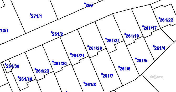 Parcela st. 261/28 v KÚ Dvory, Katastrální mapa