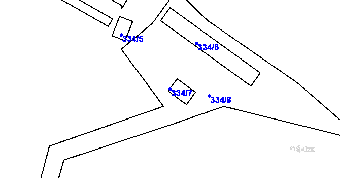 Parcela st. 334/7 v KÚ Dvory, Katastrální mapa