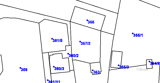 Parcela st. 357/2 v KÚ Dvory, Katastrální mapa