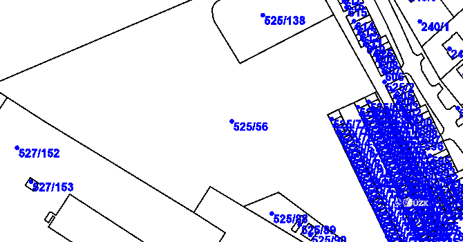 Parcela st. 525/56 v KÚ Dvory, Katastrální mapa
