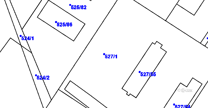 Parcela st. 527/1 v KÚ Dvory, Katastrální mapa