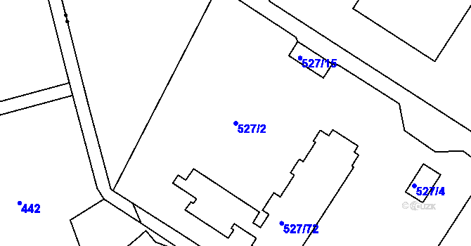 Parcela st. 527/2 v KÚ Dvory, Katastrální mapa