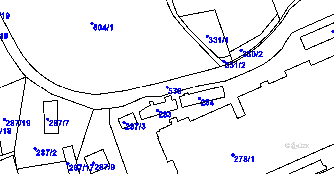 Parcela st. 539 v KÚ Dvory, Katastrální mapa