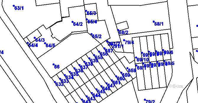 Parcela st. 656 v KÚ Dvory, Katastrální mapa