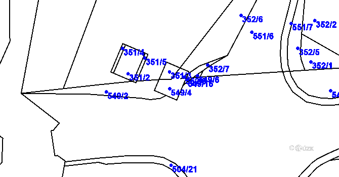 Parcela st. 549/4 v KÚ Dvory, Katastrální mapa