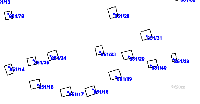 Parcela st. 851/83 v KÚ Rybáře, Katastrální mapa