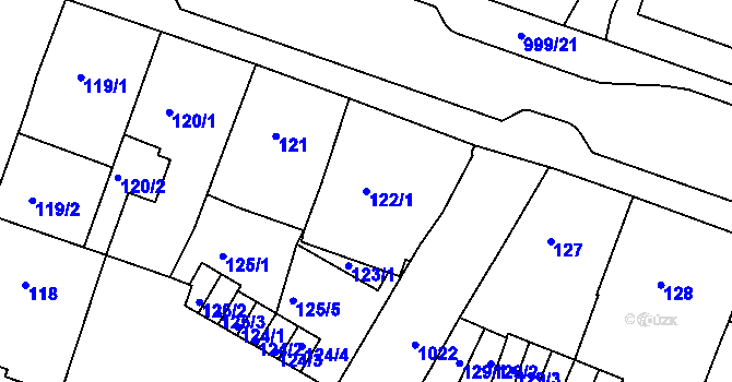 Parcela st. 122/1 v KÚ Rybáře, Katastrální mapa