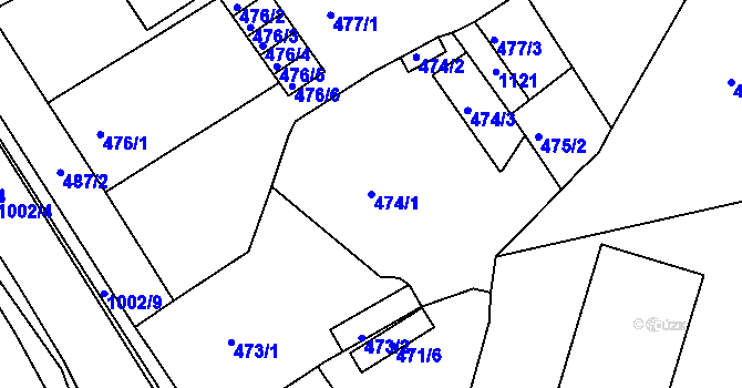 Parcela st. 474/1 v KÚ Rybáře, Katastrální mapa