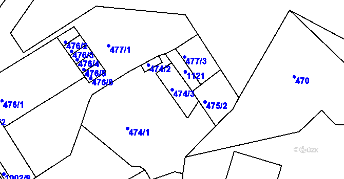 Parcela st. 474/3 v KÚ Rybáře, Katastrální mapa