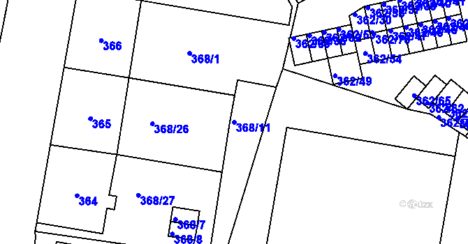 Parcela st. 368/11 v KÚ Rybáře, Katastrální mapa