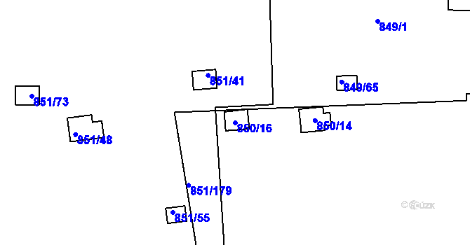 Parcela st. 850/16 v KÚ Rybáře, Katastrální mapa