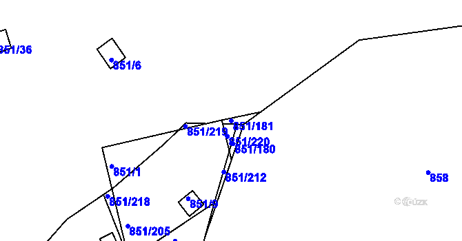 Parcela st. 851/181 v KÚ Rybáře, Katastrální mapa