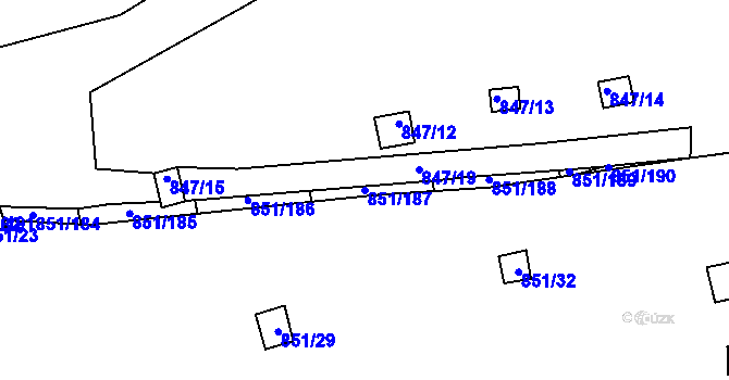 Parcela st. 851/187 v KÚ Rybáře, Katastrální mapa