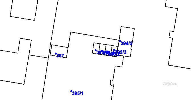Parcela st. 395/5 v KÚ Rybáře, Katastrální mapa