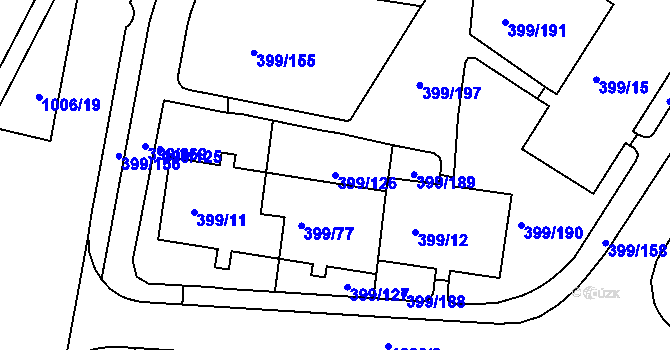 Parcela st. 399/126 v KÚ Rybáře, Katastrální mapa