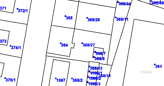 Parcela st. 368/27 v KÚ Rybáře, Katastrální mapa