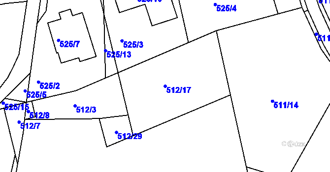 Parcela st. 512/17 v KÚ Rybáře, Katastrální mapa